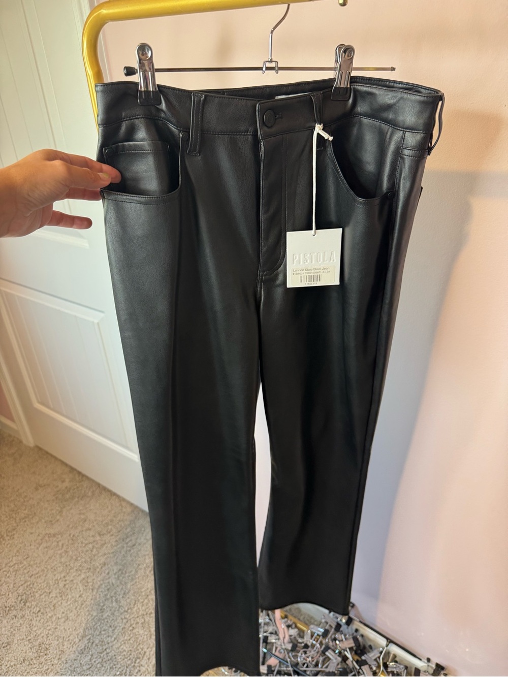 Pistola Black Faux Leather Pants